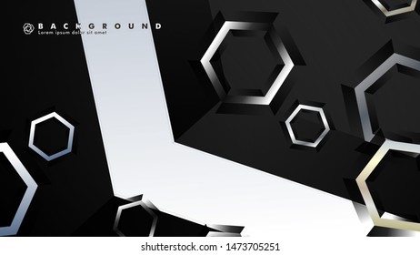 abstract background with overlapping hexagon shapes. vector design with gray and white