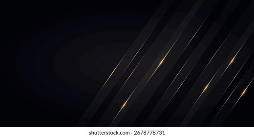 Abstract background with overlapping layers and a sparkling gold line effect decoration. Premium and luxurious graphic design concept for banner covers, flyers, cards, or brochures.