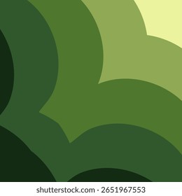 Um plano de fundo abstrato de sobreposições, curvas orgânicas em uma calmante, monocromática paleta de cores verde.