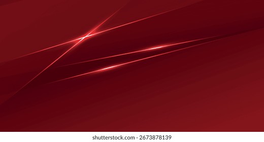 Fondo Abstractas con diseño de corte de papel superpuesto de gradiente rojo oscuro y líneas rojas brillantes. Ilustración vectorial. Volumen 3