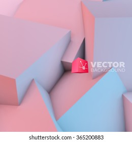 Abstract background with overlapping rose quartz and serenity cubes