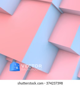 Abstract background with overlapping rose quartz and serenity cubes