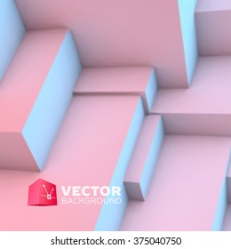 Abstract background with overlapping rose quartz and serenity cubes
