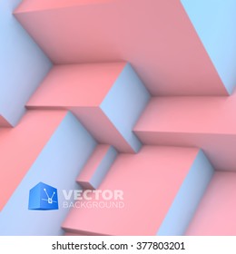 Abstract background with overlapping rose quartz and serenity cubes