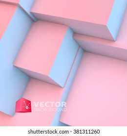 Abstract background with overlapping rose quartz and serenity cubes