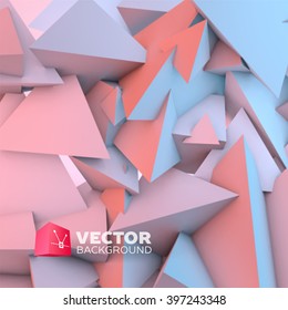 Abstract background with overlapping rose quartz and serenity pyramids