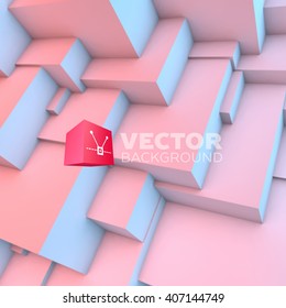 Abstract background with overlapping rose quartz and serenity cubes