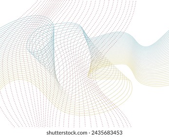 Abstract background with overlapping solid waves and dashed waves.