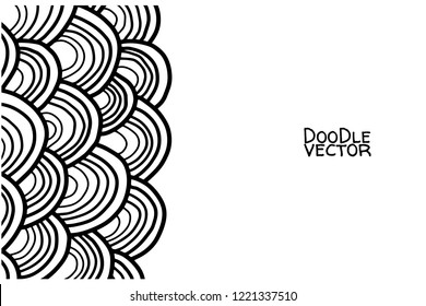 Abstract background of overlapping striped circles. Doodle design. Vector illustration.
