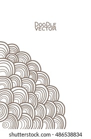 Abstract background of overlapping striped circles. Doodle design. Vector illustration.