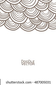 Abstract background of overlapping striped circles. Doodle design. Vector illustration.