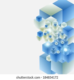 Abstract background of overlapping transparent cubes