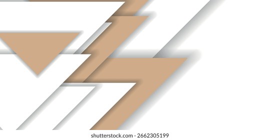 Fundo abstrato com sobreposição de triângulos brancos e marrons. Design vetorial moderno para banners, capas, brochuras e certificados. Vol. 2