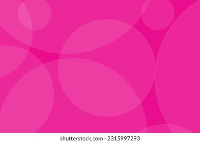 Abstract background with overlapping white bubble circles on a pink background. Big and small circular patterns, colorful background decoration.