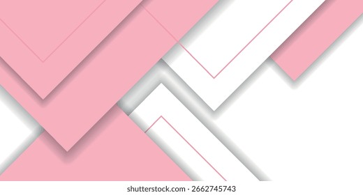 Fundo abstrato com sobreposição de triângulos brancos e rosa. Design vetorial moderno para banners, capas, brochuras e certificados. Vol. 9