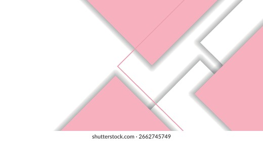 Fundo abstrato com sobreposição de triângulos brancos e rosa. Design vetorial moderno para banners, capas, brochuras e certificados. Vol. 11