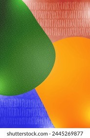 Abstract background. Overlay of shapes, fluids, dots, line. Bright colors. Template for your design. Vector illustration.