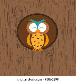 Abstract background with owls on tree branches