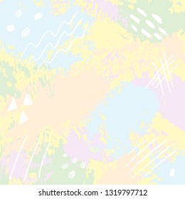 Abstract background with paint splashes, brush strokes, ink splats, spots, scribbles. Vector colorful grunge texture for cards, wallpaper, posters
