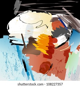 abstract background with paint strokes and splashes, grungy collage