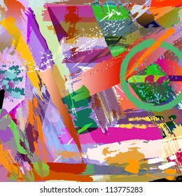 abstract background with paint strokes and splashes, multicolored