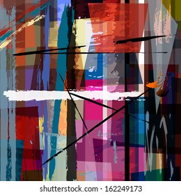 abstract background, with paint strokes, splashes and trapeze