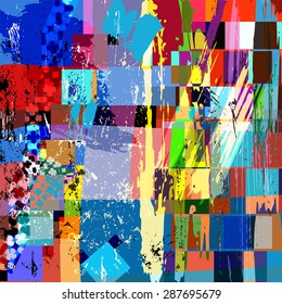 abstract background, with paint strokes, splashes, stripes and squares