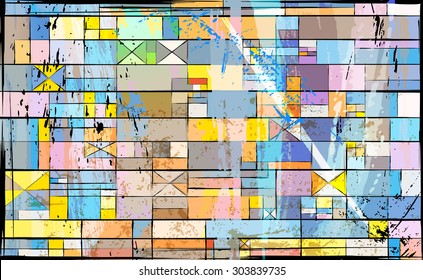 abstract background, with paint strokes, splashes and geometric lines