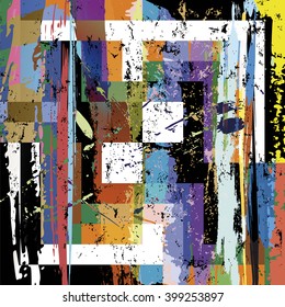 abstract background, with paint strokes, splashes, stripes and squares