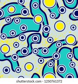 Abstract Background with Painted Round Shapes. Seamless pattern with Ink hand drawn Dots. Stylized animal skin texture.