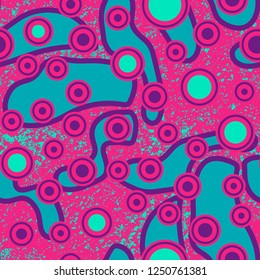 Abstract Background with Painted Round Shapes. Seamless pattern with Ink hand drawn Dots. Stylized animal skin texture.