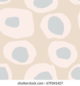 Abstract Background with Painted Round Shapes. Seamless pattern with Ink hand drawn Dots. Stylized animal skin texture.