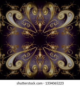 Abstract background. Paisley watercolor floral pattern tile with flowers, flores, leaves. Oriental traditional hand painted seamless border for design. Vector. Illustration in brown and black colors.