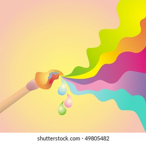 Abstract background with palette of colours and brush of the artist