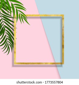 Abstract Background with Palm Leaves and frame. Vector Illustration EPS10