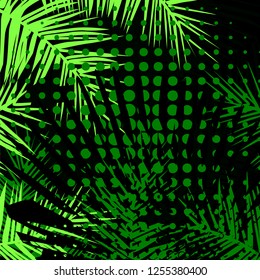 Abstract background with palm leaves. Vector
