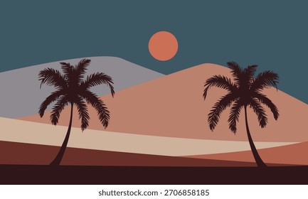  Fondo Abstractas con palmeras y montañas. La Imagen captura un patrón de Formas geométricas