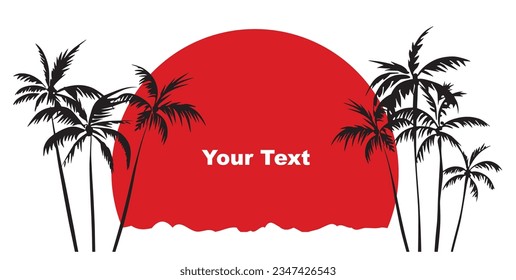 Abstract background with palm trees and sunset