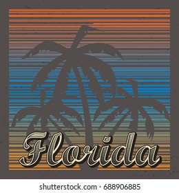 Abstract background with palms silhouette and Florida text