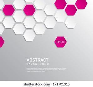 Abstract background panel with paper hexagons design for websites or business. Clean and modern style