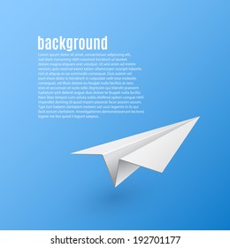 Abstract background with paper airplane.Vector illustration