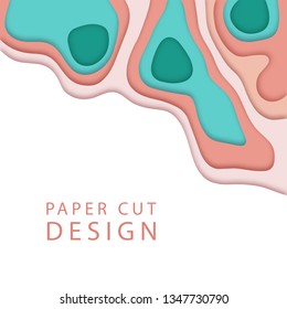 Abstract background in paper art style. Vector banner.