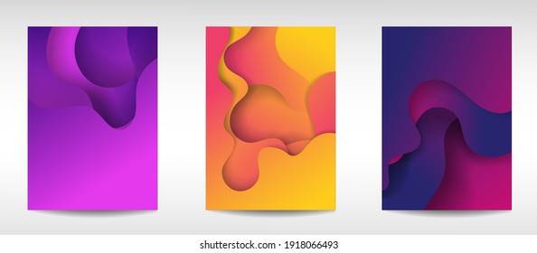 Abstract background paper in blue. A4 abstract color 3d paper art illustration set. Contrast colors. Vector design layout for banners presentations, posters and invitations. Illusion of depth. Eps10.