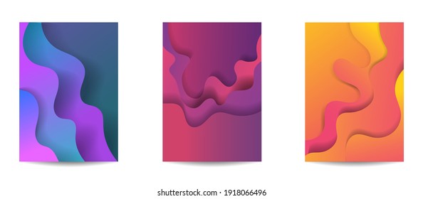 Abstract background paper in blue. A4 abstract color 3d paper art illustration set. Contrast colors. Vector design layout for banners presentations, posters and invitations. Illusion of depth. Eps10.