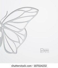 Abstract background with paper butterfly. Vector illustration.
