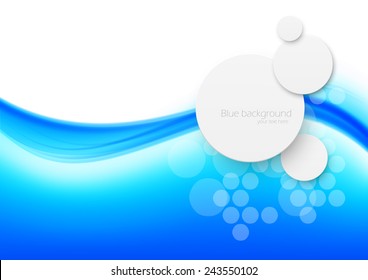 Abstract background with paper circles in blue color