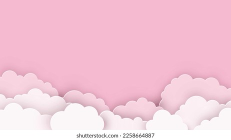 Abstract background with paper cut clouds background. Sky concept.Vector illustration