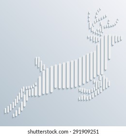 Abstract background with paper cut deer. Vector illustration