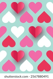 Abstract background with paper cut heart. Abstract design or Valentine’s Day, Mother’s Day and Women’s Day. Vector illustration