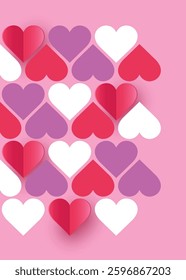 Abstract background with paper cut heart. Abstract design or Valentine’s Day, Mother’s Day and Women’s Day. Vector illustration
